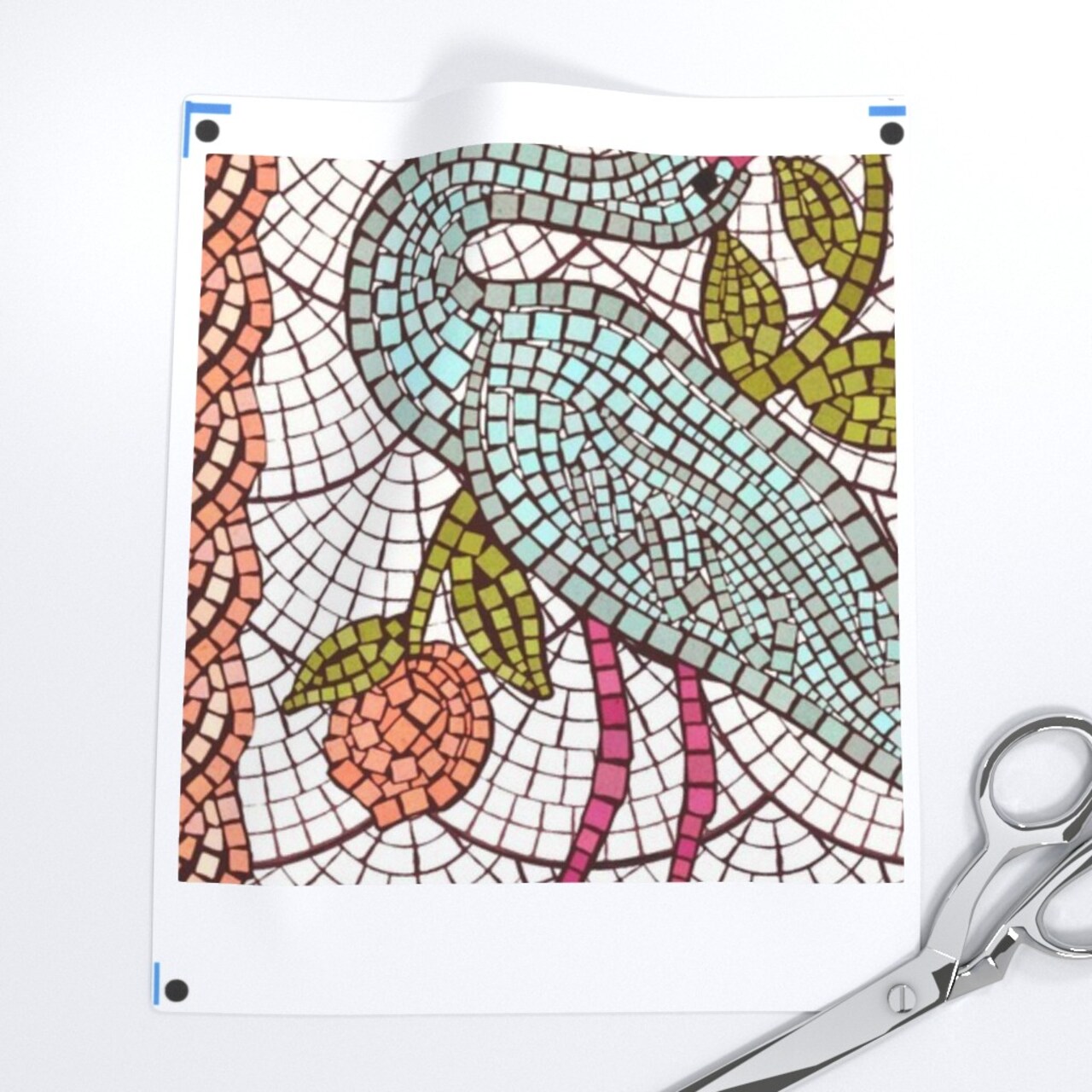 Birds Stone Fruit Art Deco Lemon Crane Heron Peaches Arts And Crafts Amphora Tree Faux Mosaic Large Scale Custom Printed Fabric by Spoonflower Various Fabrics by the Yard or Fat Quarter